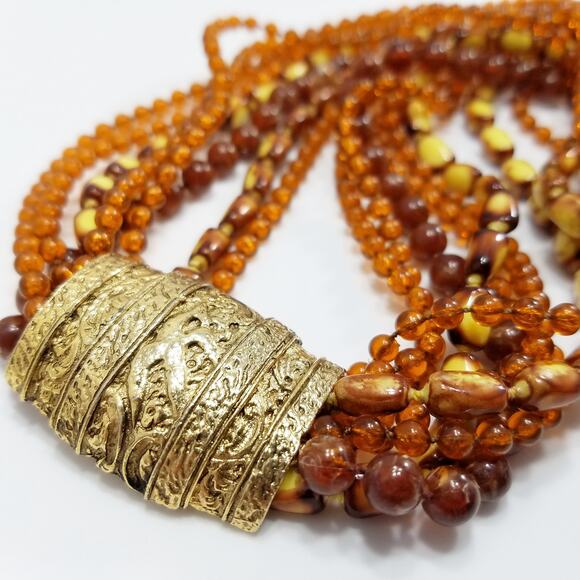 Vintage Selini Lucite Multi-strand Necklace, Decorative Clasp, 1960s Jewelry - Picture 6 of 10